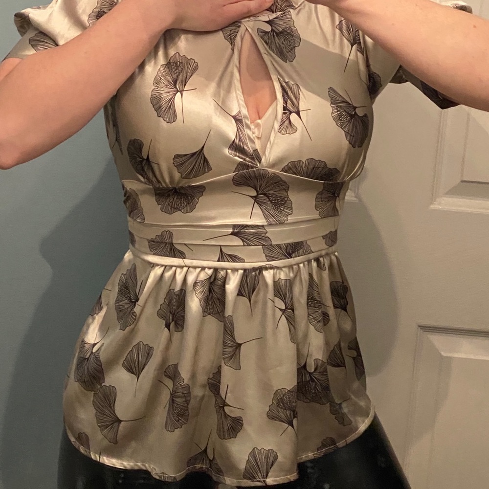 Silk silver and black blouse